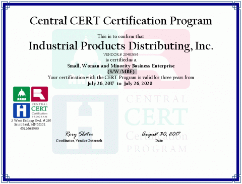 IPD Inc. SWMBE Certificate