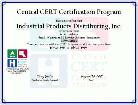 IPD Inc. SWMBE Certificate IPD Inc. SWMBE Certificate
